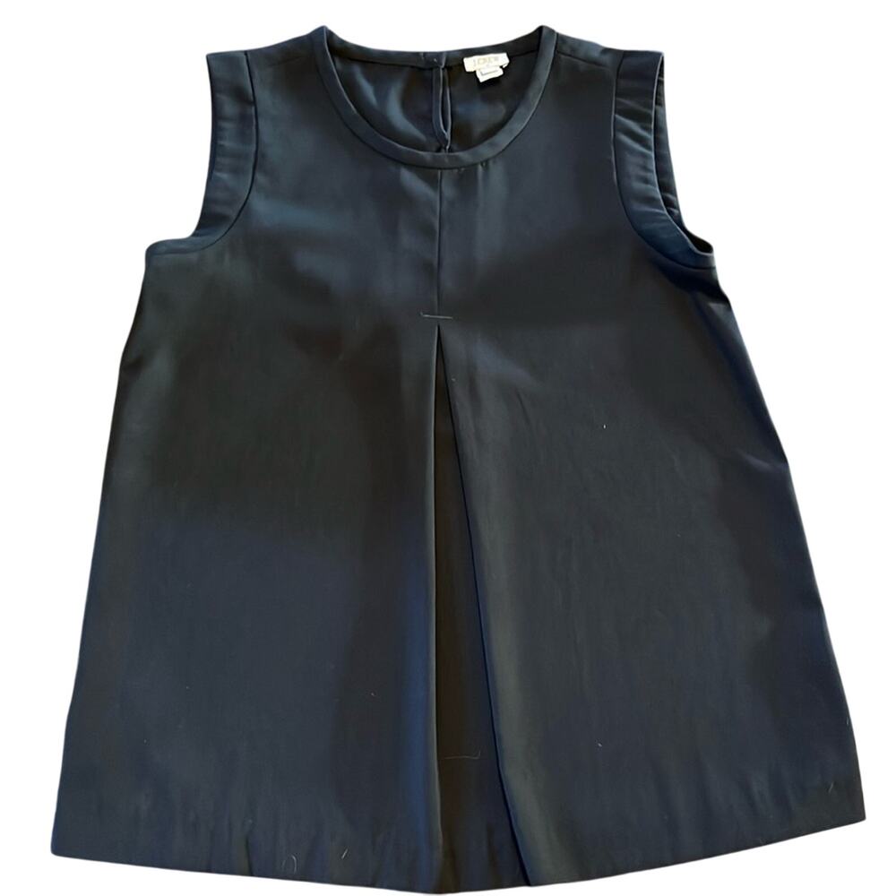 J. Crew Black Pleat Front Dressy Sleeveless Blouse Women's Size 4 Office Siren